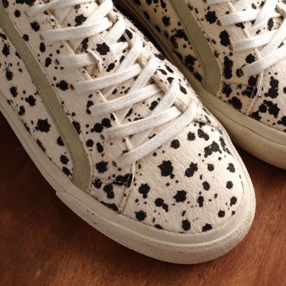 Madewell Sneakers Womens SZ 8.5 BLK White Sidewalk Low Calf Hair Splatter Shoes - Picture 4 of 12